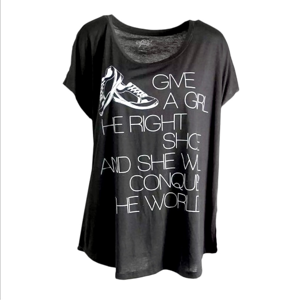 - ’Give a Girl the Right Shoe…’ Black Graphic Slub Tee SZ 2X! NEW!